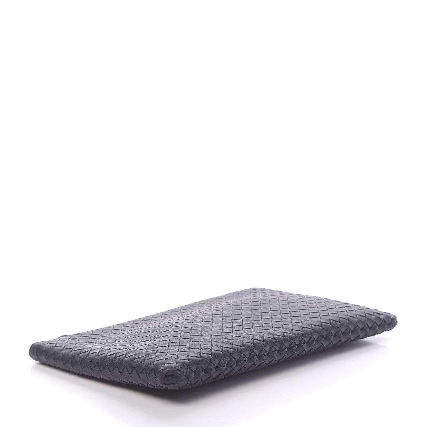 Nappa Intrecciato Large Flat Zip Biletto Pouch Black