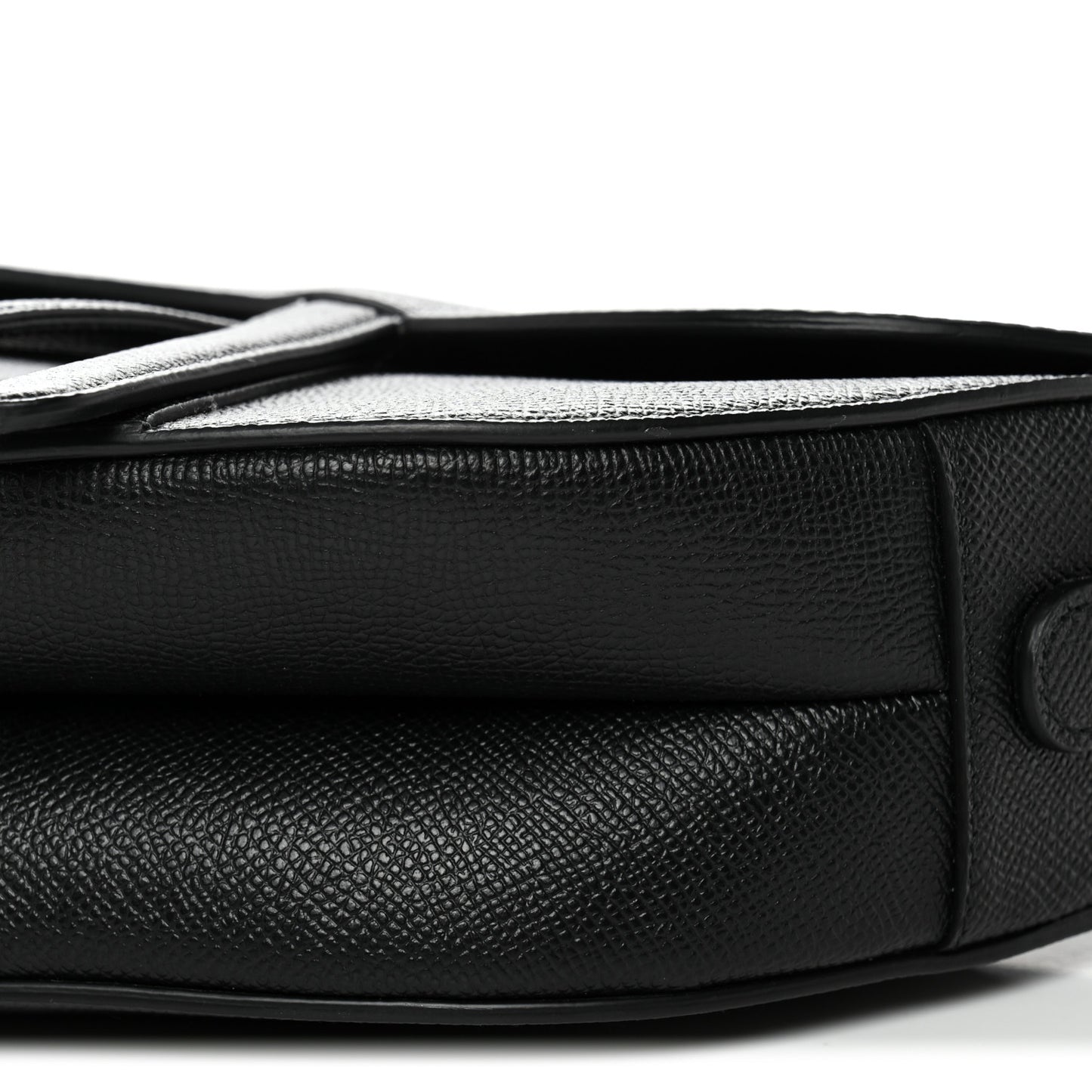 Grained Calfskin Saddle Bag With Strap Black