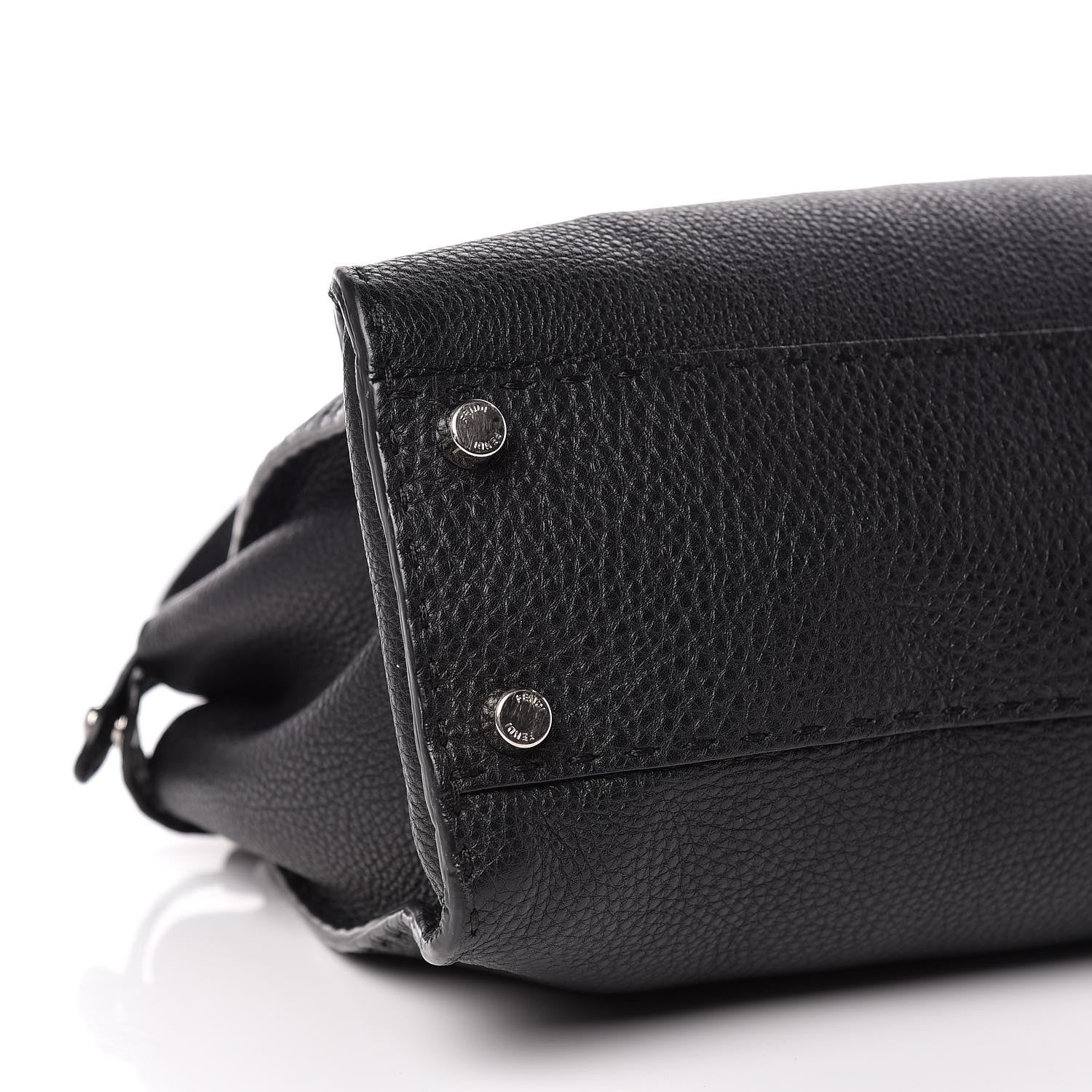 Fendi Cuoio Romano Selleria Bi-Color Medium Peekaboo Iconic Satchel Black Mou 12 of 13