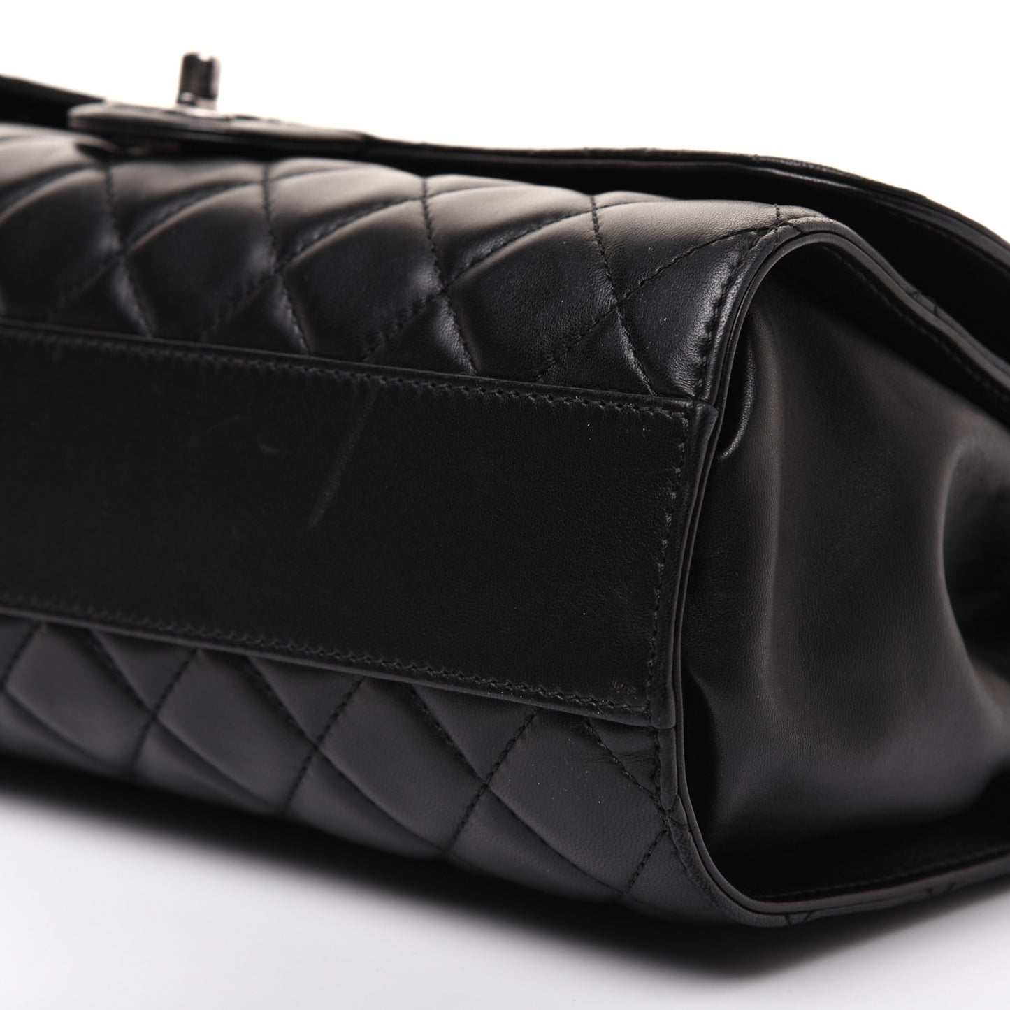 Lambskin Quilted Jumbo Grocery By Chanel Drawstring Shopping Bag Black