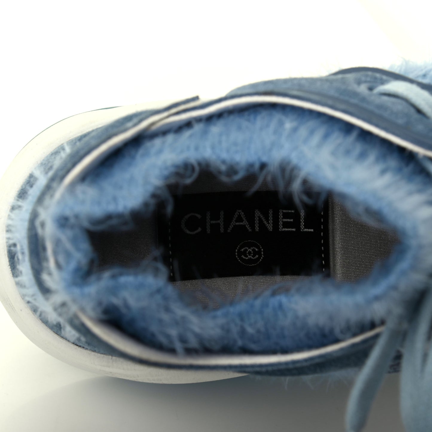 Suede Calfskin Stretch Fabric CC Sneakers 37 Light Blue
