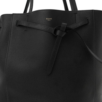 Celine Soft Grained Calfskin Medium Belt Cabas Phantom Black 8 of 10