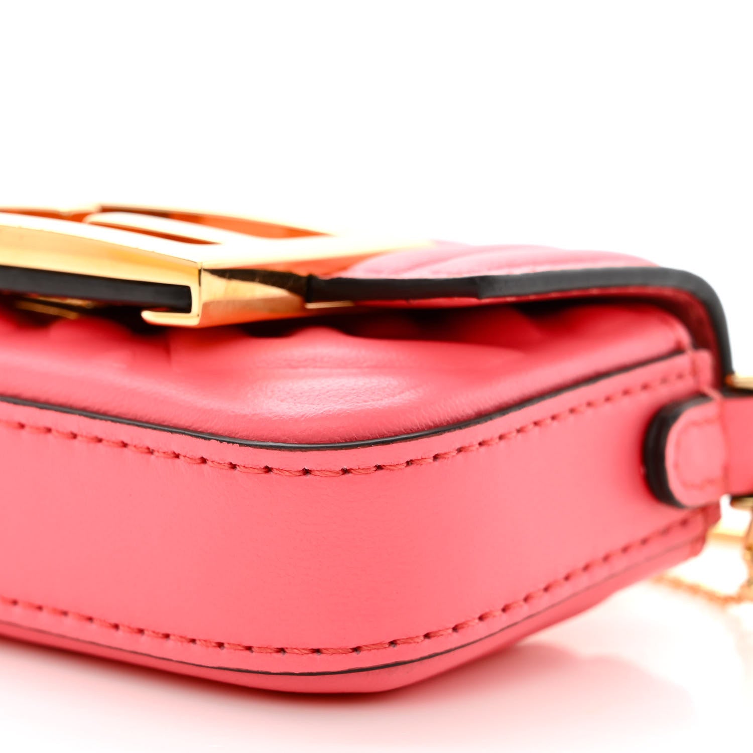 Fendi Nappa Matisse FF Embossed Nano Maxi Buckle Baguette Charm Pink Dalia 10 of 11