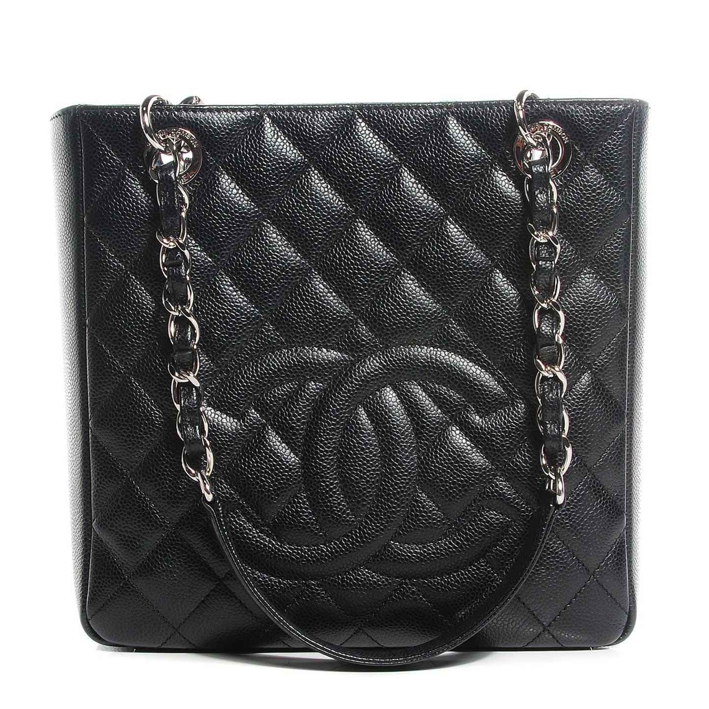 Caviar Quilted Petit Shopping Tote PST Black