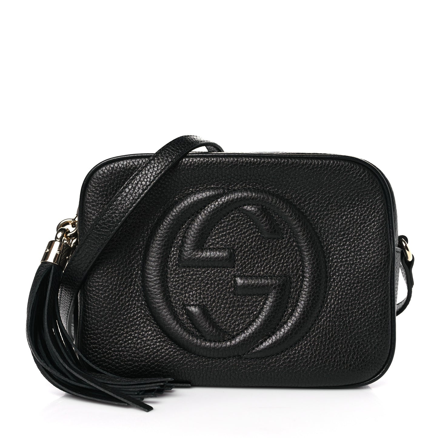 Pebbled Calfskin Small Soho Disco Bag Black