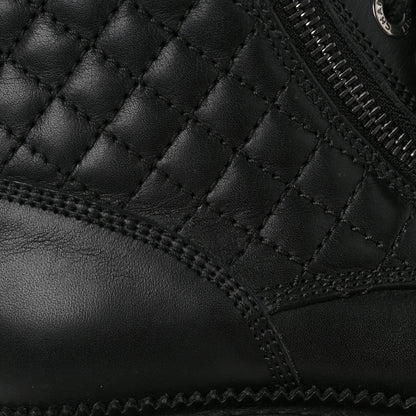 Chanel Calfskin Quilted Lace Up Combat Boots 38.5 Black 8 of 9