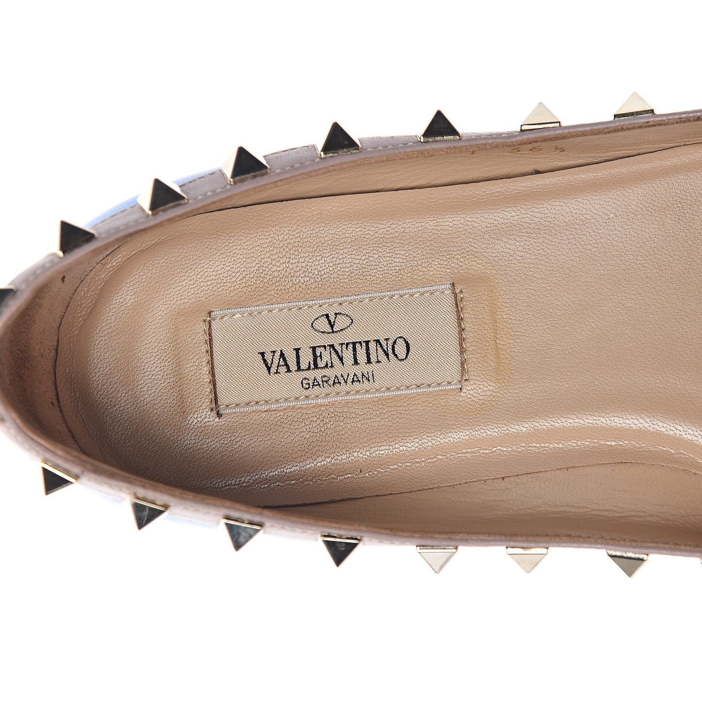Calfskin Nappa Rockstud Ballerina Flats 36.5 Blue Fluo Poudre