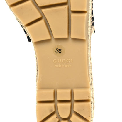 Gucci Monogram Matelasse Diagonal GG Marmont Platform Espadrille Slide Sandals 36 Beige Ebony Black 7 of 9