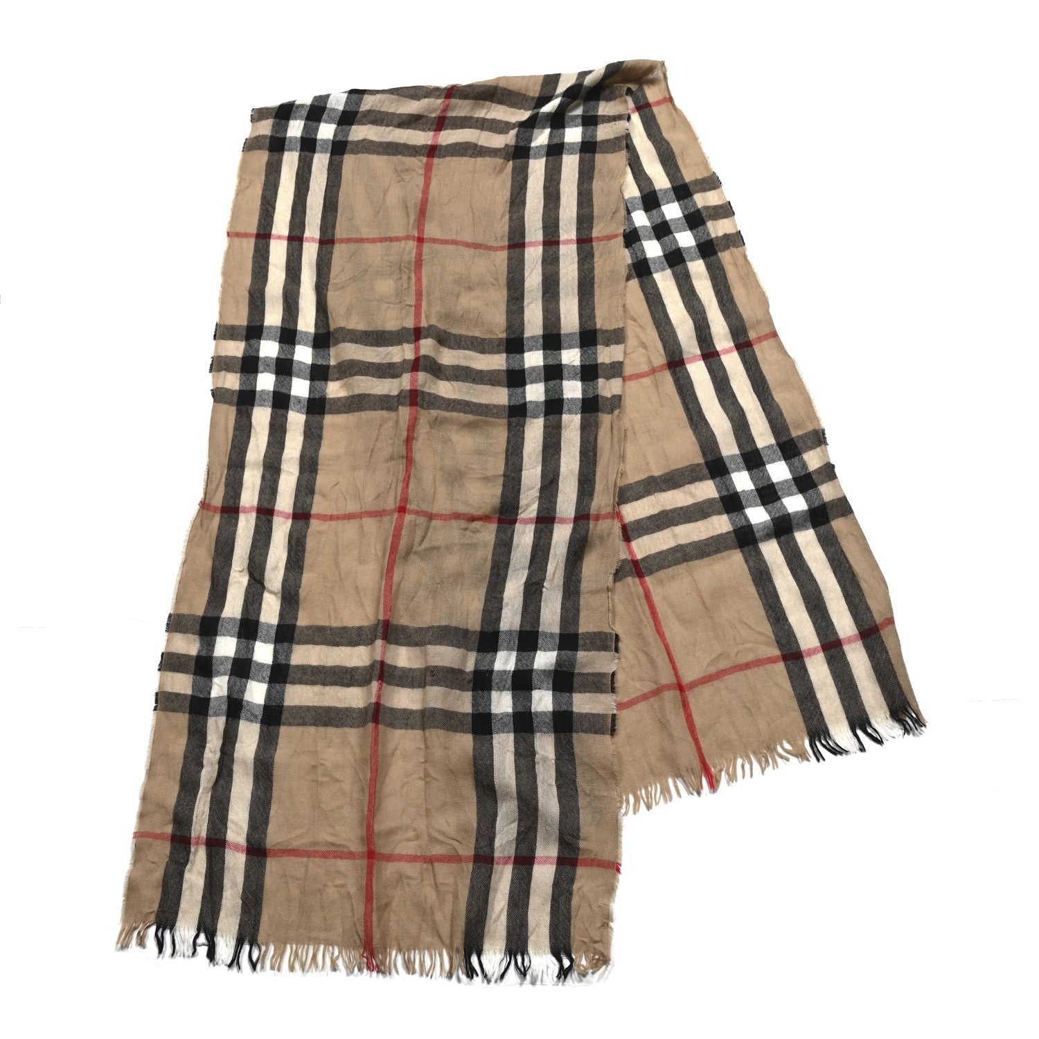 Burberry Wool Silk Gauze Giant Check Lightweight Scarf Archive Beige 2 of 4