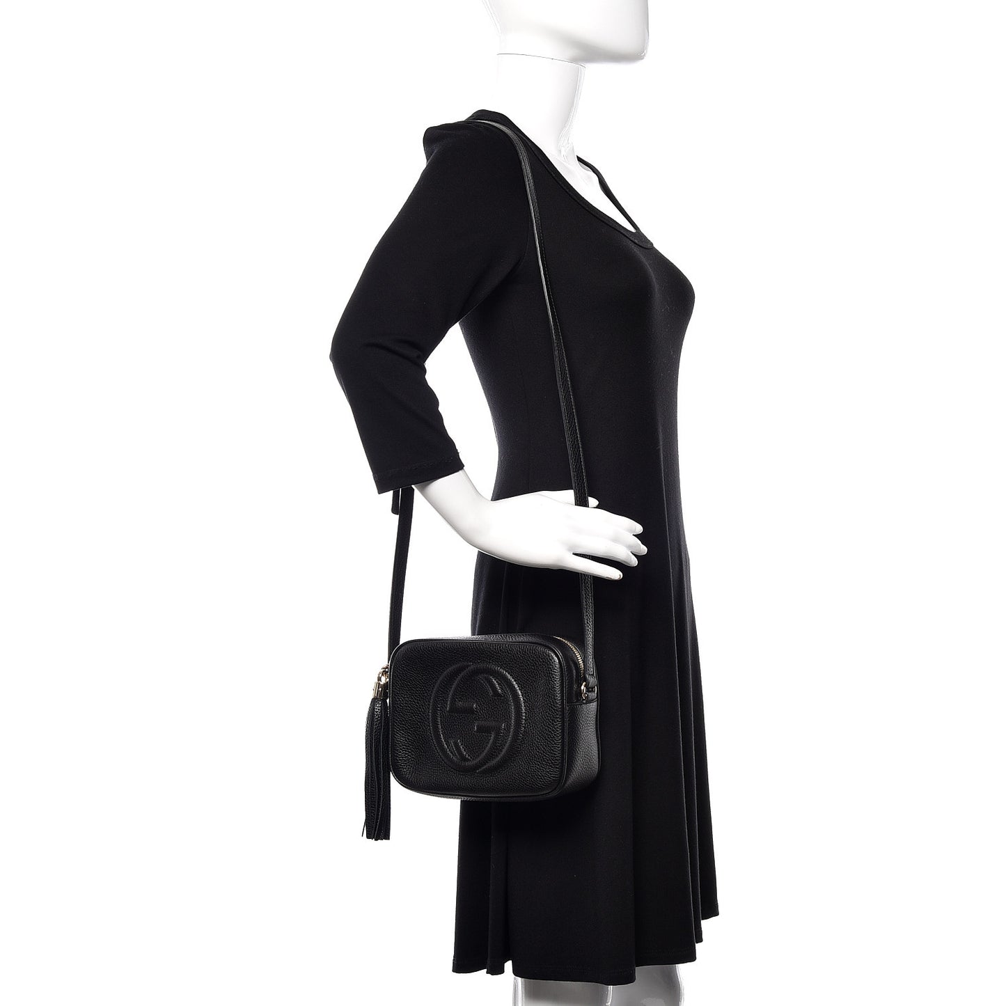 Pebbled Calfskin Small Soho Disco Bag Black