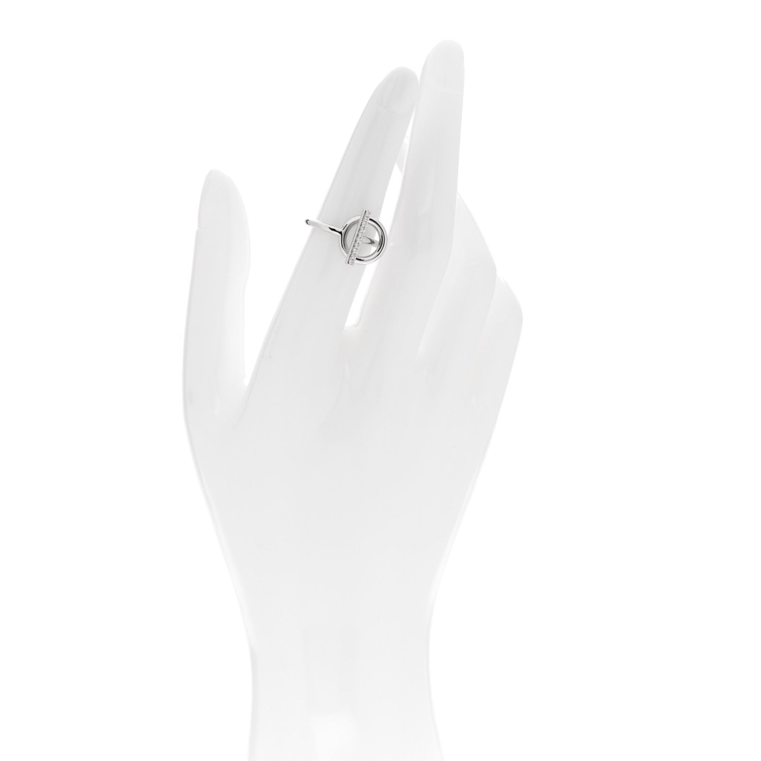 Hermes 18K White Gold Diamond PM Echappee Ring 49 5 2 of 5