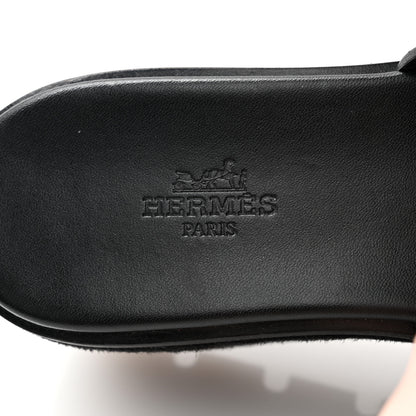 Hermes Calfskin Suede Eze 30 Sandals 37 Black 6 of 10
