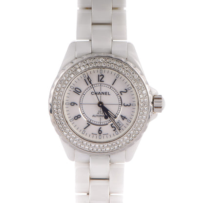 Chanel Stainless Steel Ceramic Diamond Pave Bezel 38mm J12 Automatic Watch White 1 of 7
