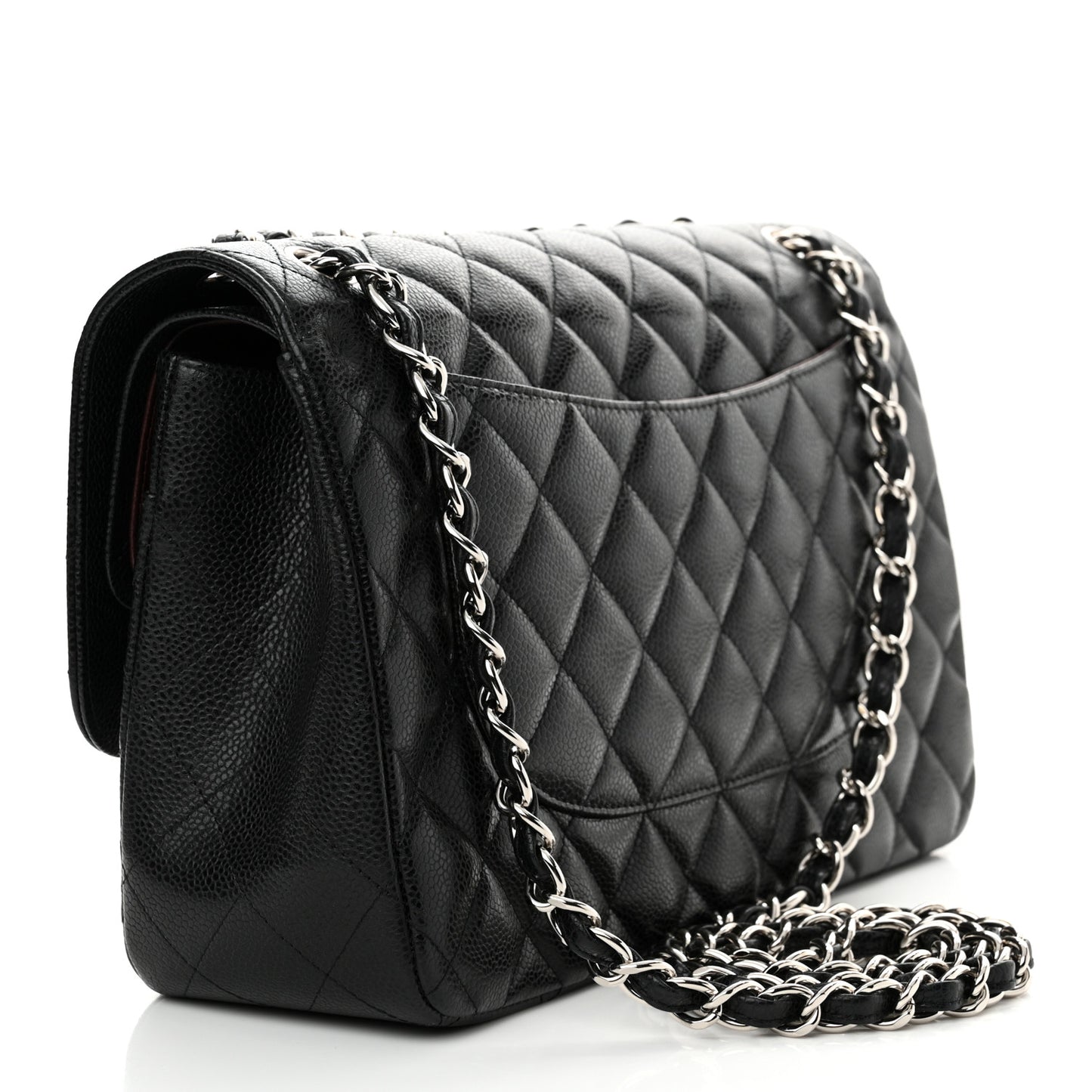 Caviar Quilted Jumbo Double Flap Black