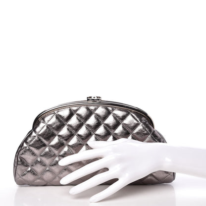 Chanel Metallic Aged Calfskin Quilted Timeless Clutch Silver 2 of 7