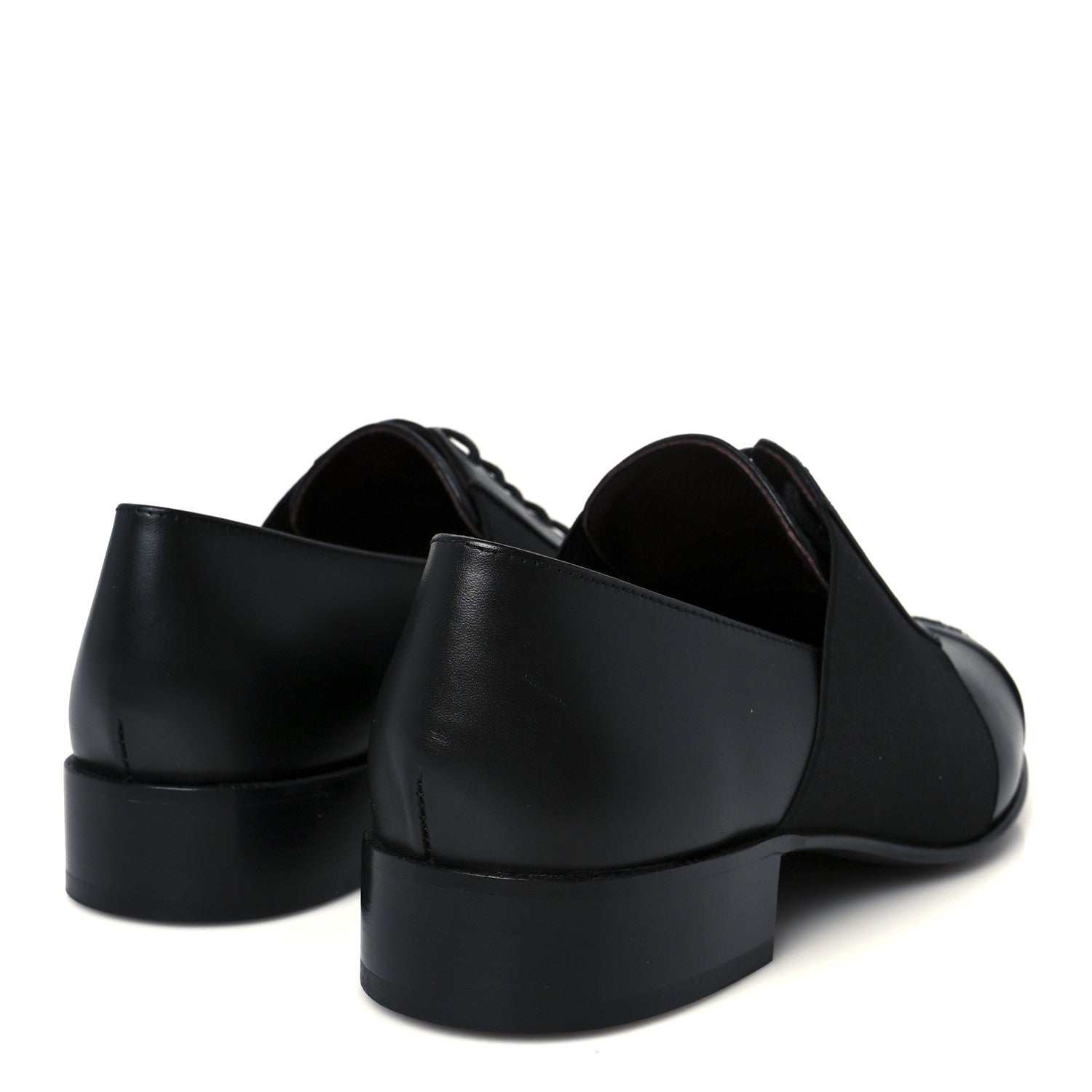 Chanel Calfskin Elastic Lace Up Cap Toe CC Loafers 38 Black 5 of 9