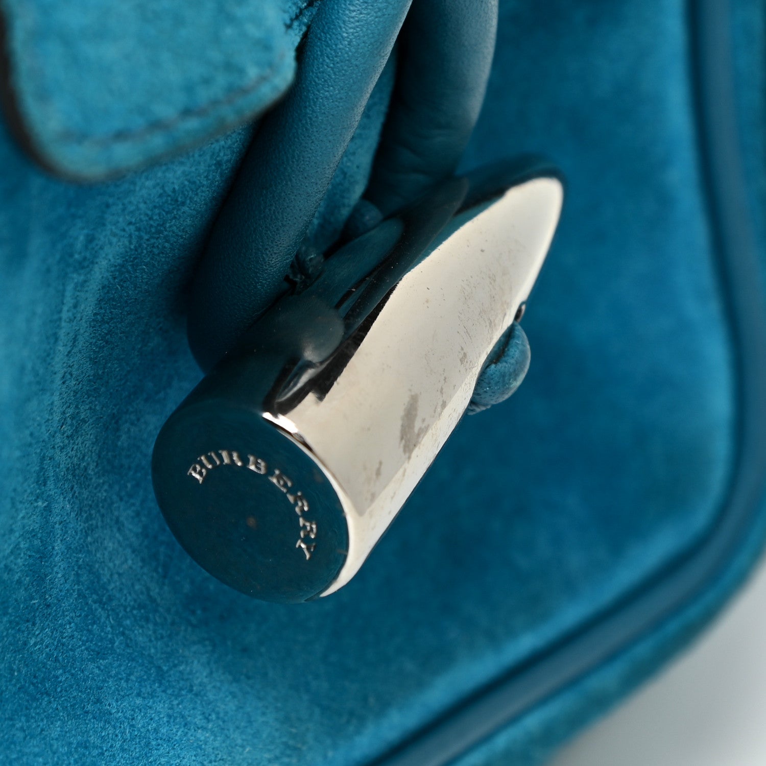Burberry Suede Classic Check Shoulder Bag Blue 23 of 24