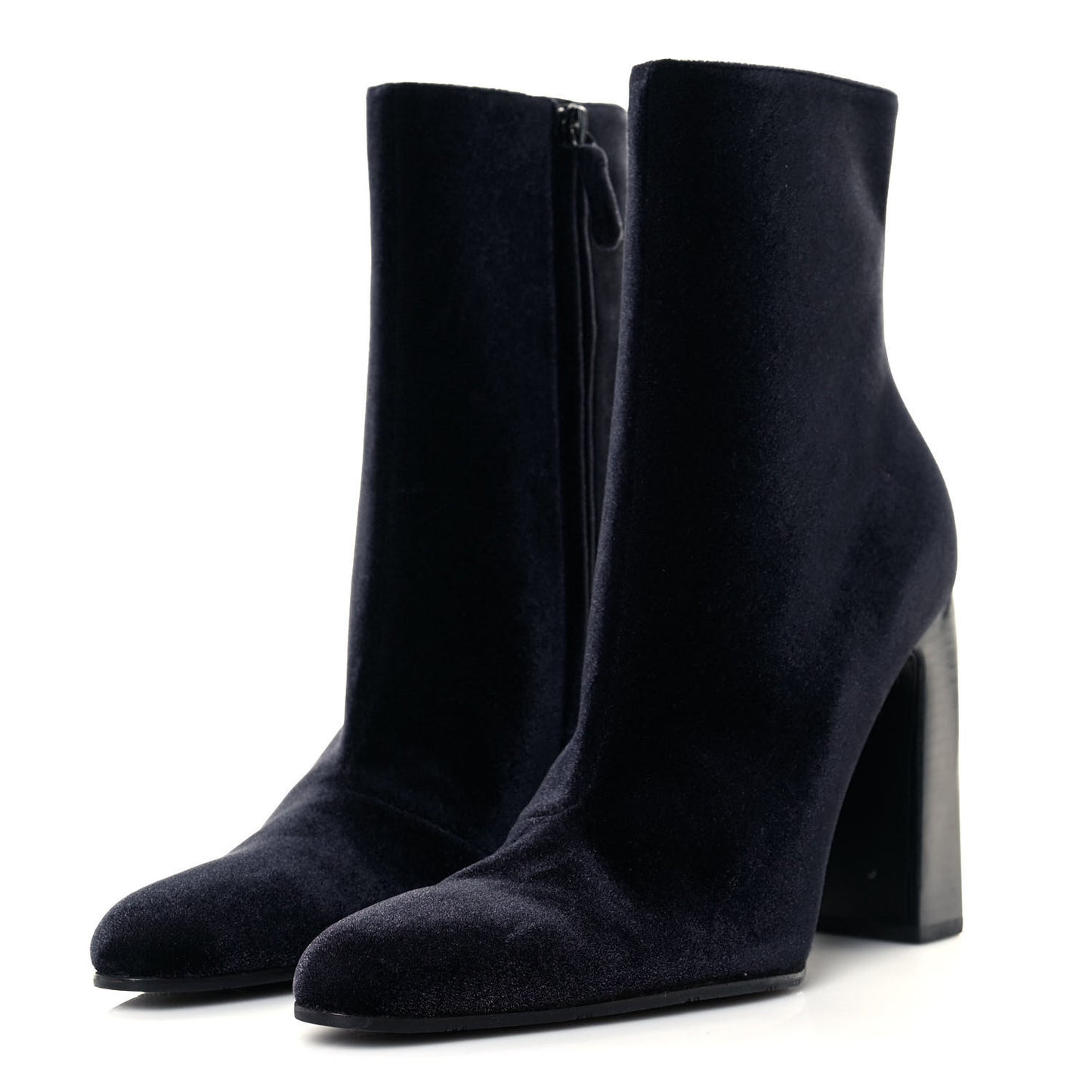 Smooth Velvet Ankle Boots 39 Navy