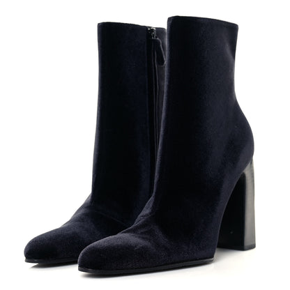 Balenciaga Smooth Velvet Ankle Boots 39 Navy 2 of 11