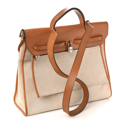 Hermes Toile Vache Hunter Herbag Zip 39 MM Beige Naturel 4 of 16