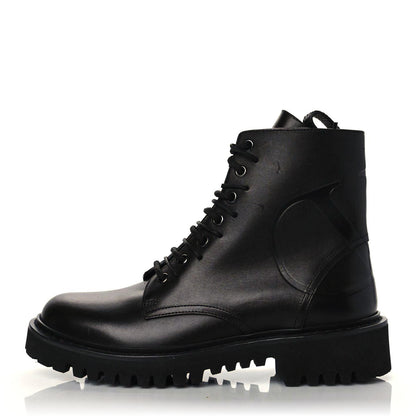 Valentino Garavani Calfskin Womens VLOGO 35mm Combat Boots 38 Black 1 of 8