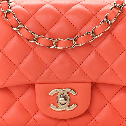 Chanel Lambskin Quilted Mini Square Flap Light Orange 8 of 13