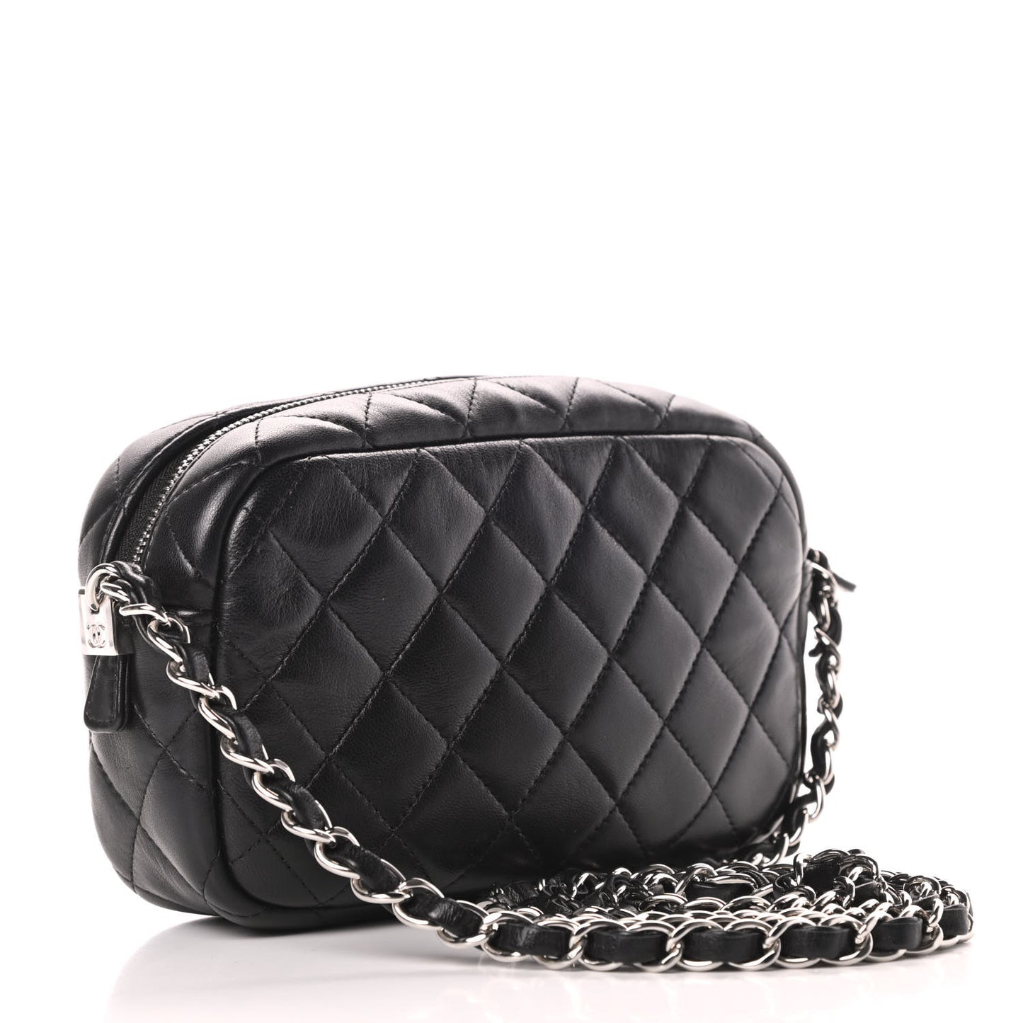 Lambskin Quilted Small Timeless Camera Case Black