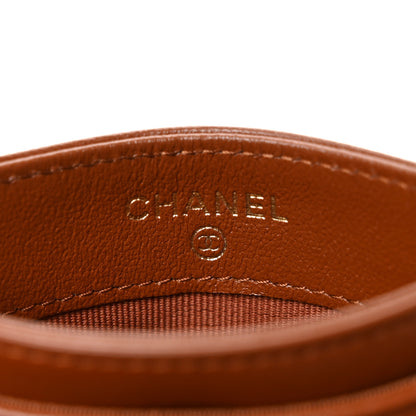 Chanel Lambskin Quilted Studded CC Card Holder Camel 6 of 8