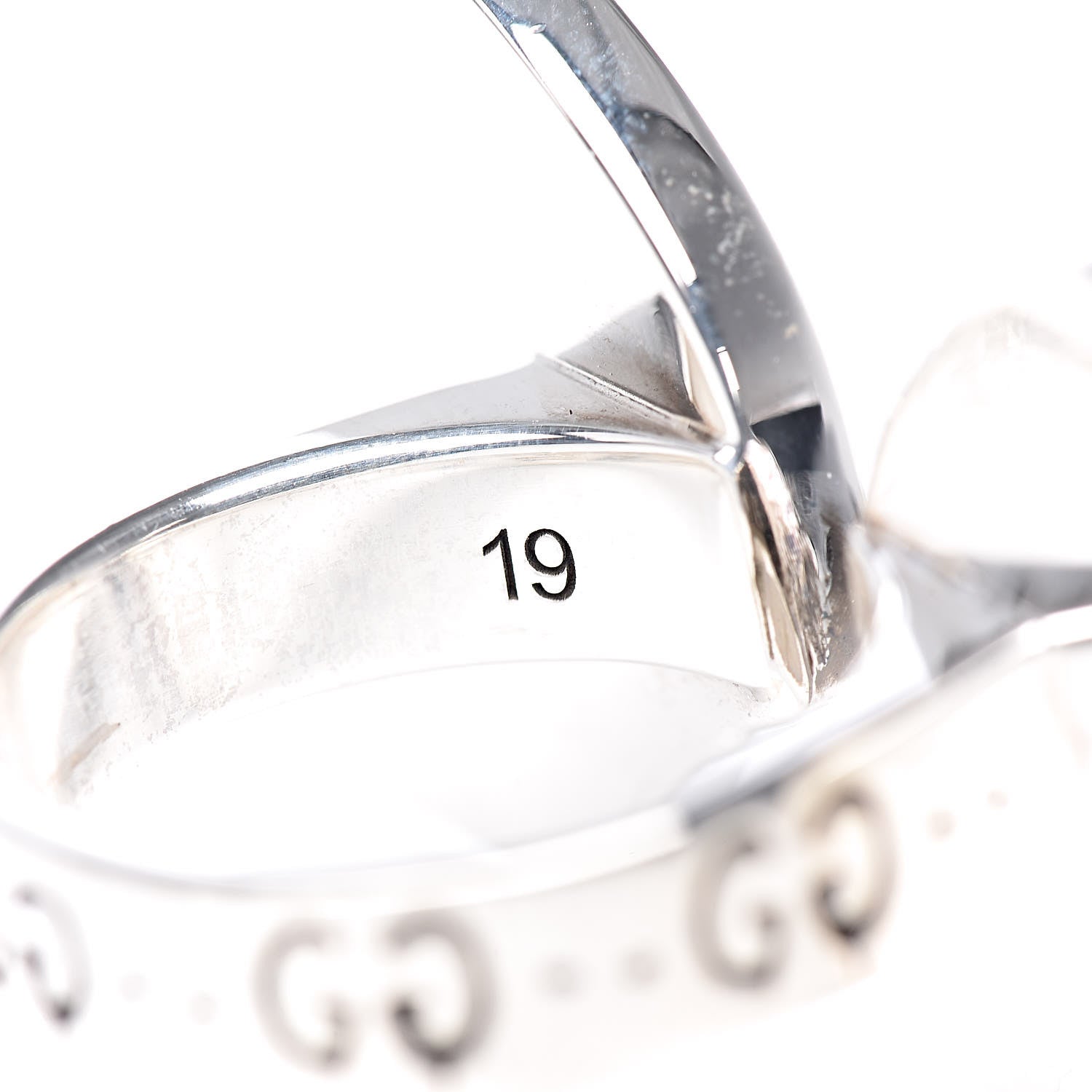 Gucci Sterling Silver Enamel GucciGhost Hamlet Skull Double Ring 61 9.5 Black Red 5 of 8
