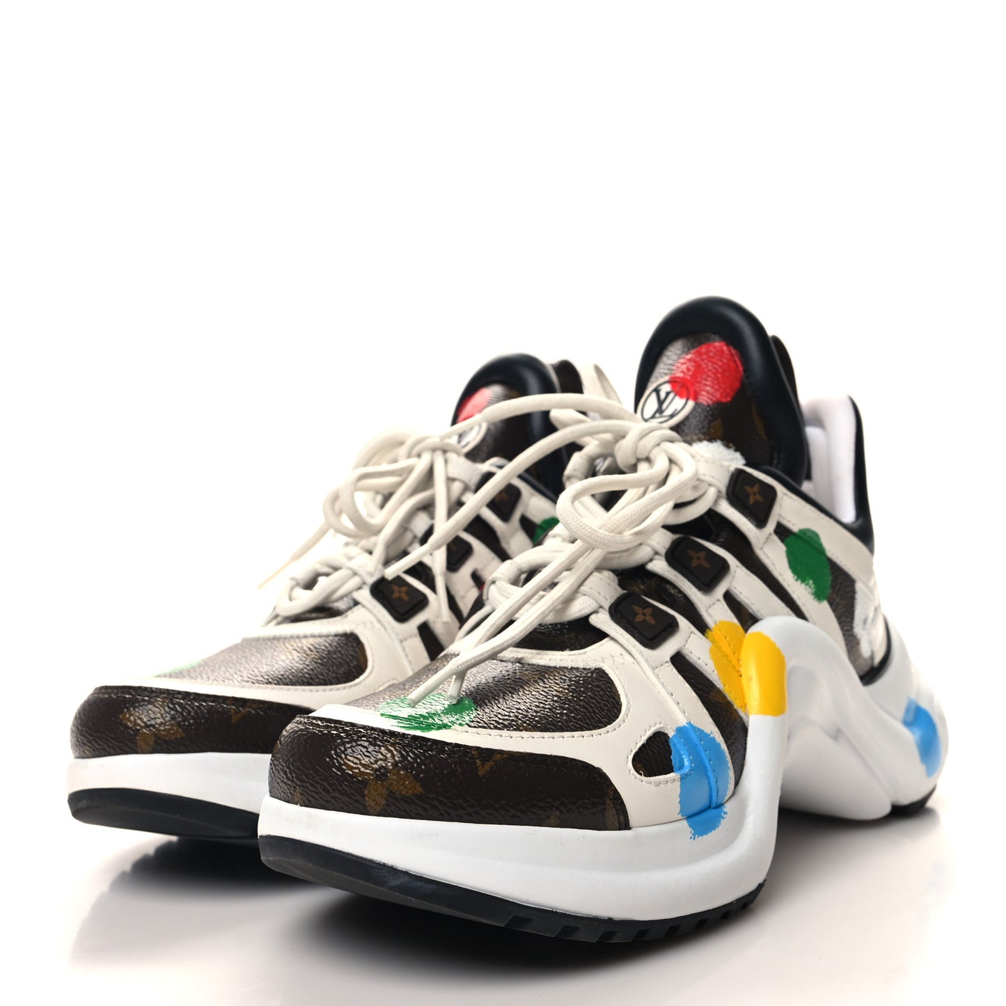 X YAYOI KUSUMA Calfskin Dots Monogram Archlight Sneakers White