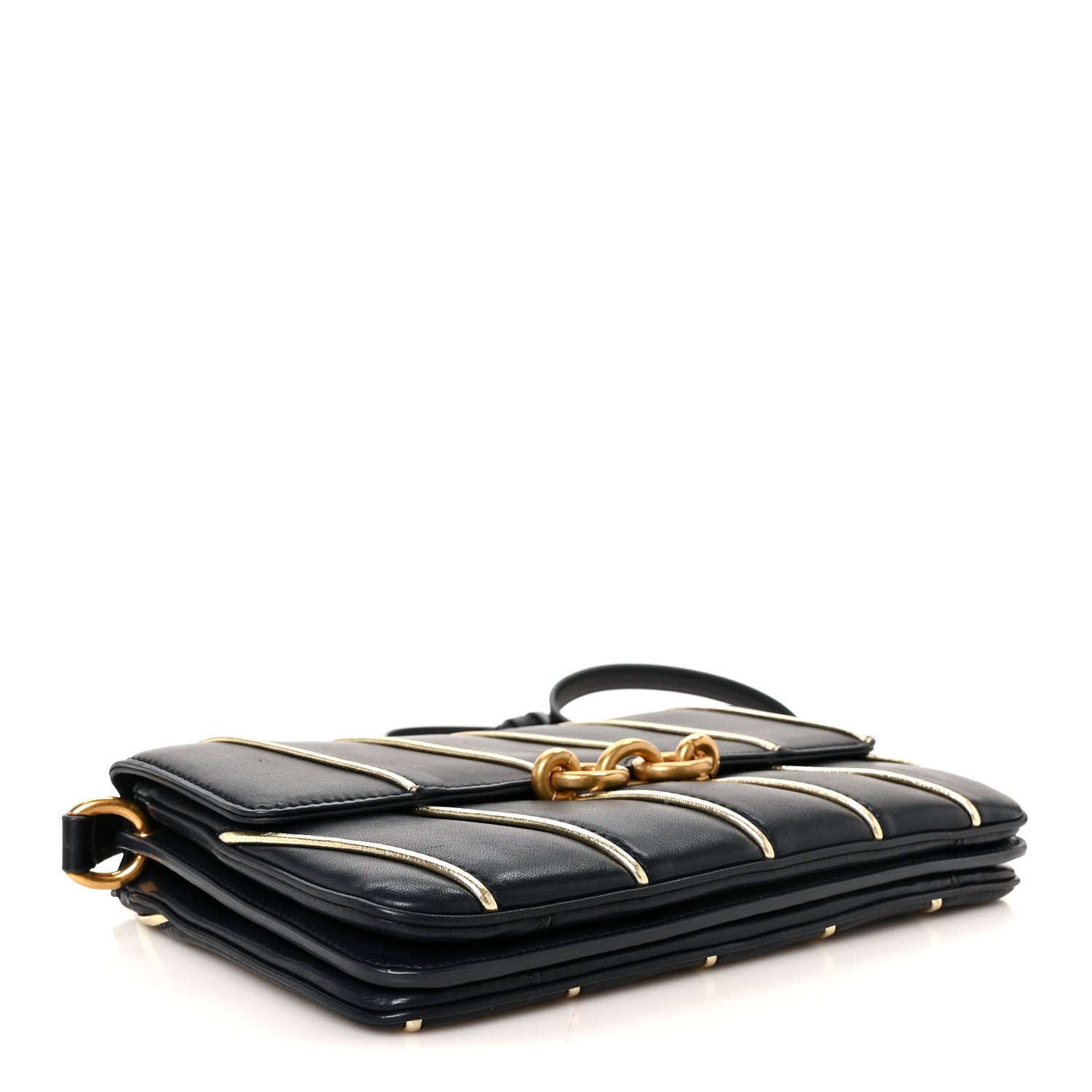 Saint Laurent Lambskin Quilted Le Maillon Satchel Marine 4 of 11