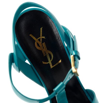 Saint Laurent Patent Tribute 105 Platform Sandals 35.5 Turquoise 8 of 11