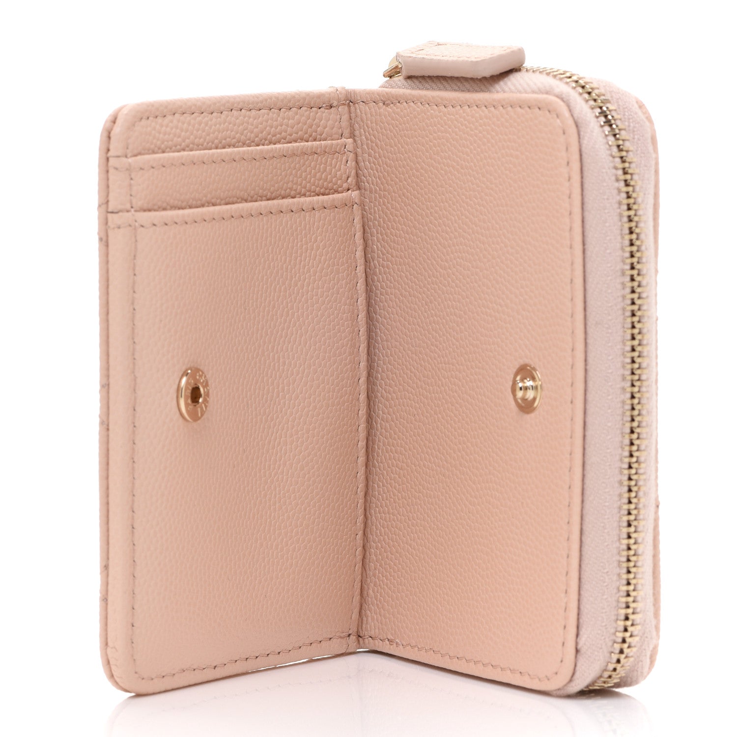 Chanel Caviar Quilted Compact Zipped Wallet Beige 5 of 9