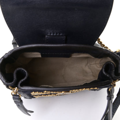 Chloe Suede Calfskin Studded Mini Faye Backpack Full Blue 9 of 12