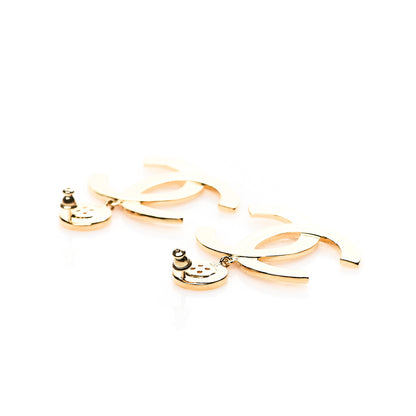 Chanel Metal Large Paris Button Earrings Gold 3 of 6