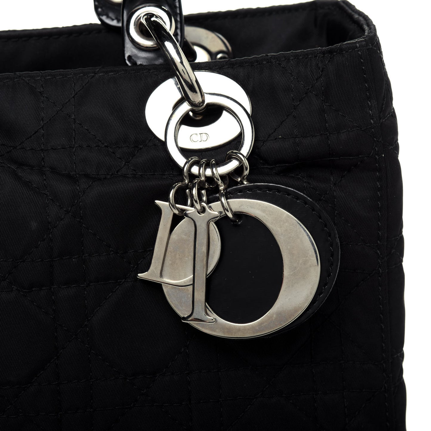 Nylon Cannage Medium Lady Dior Black
