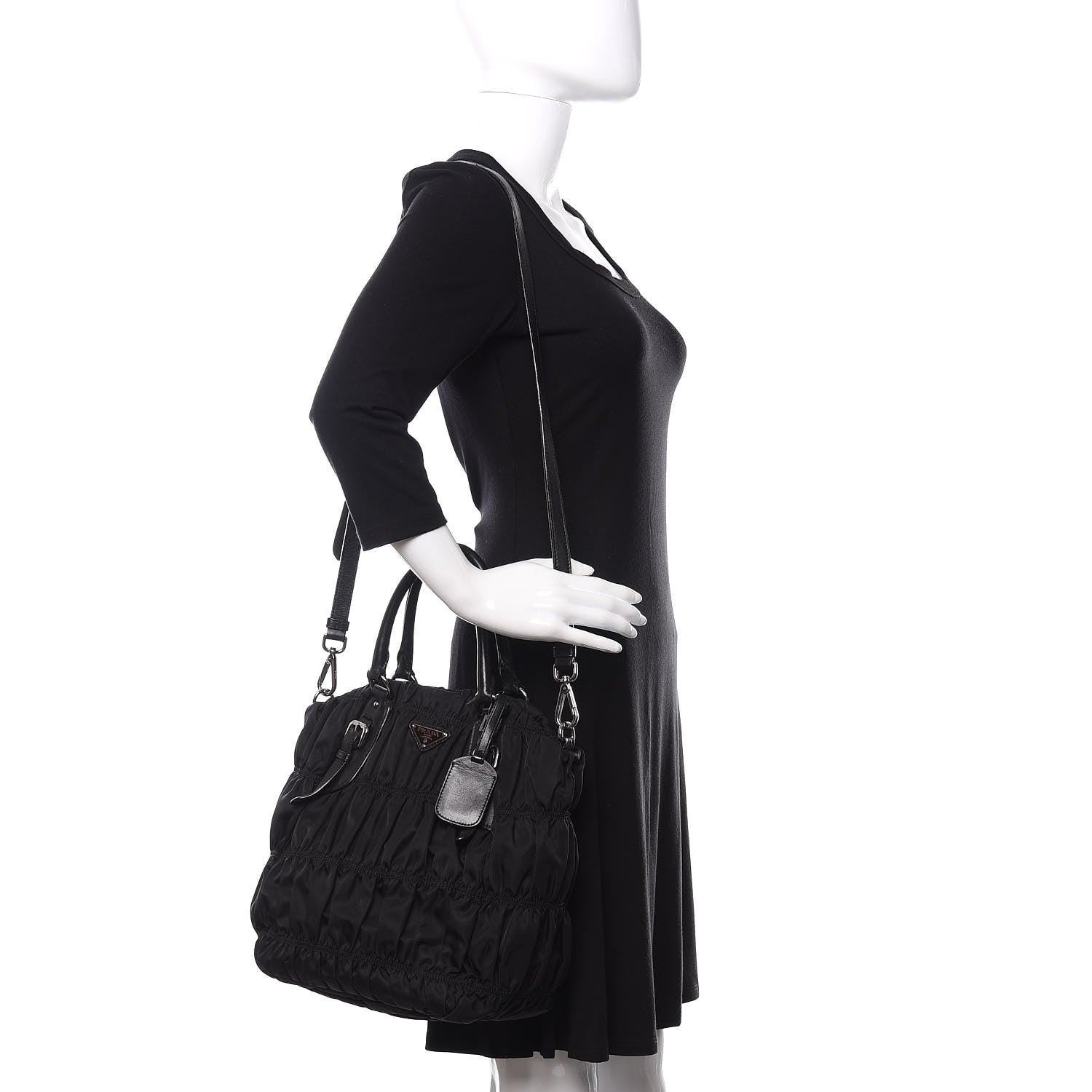 Prada Tessuto Nylon Gaufre Tote Black 2 of 13
