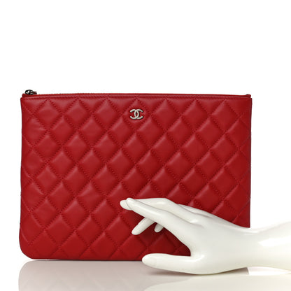Chanel Lambskin Quilted Medium Cosmetic Case Red 2 of 11
