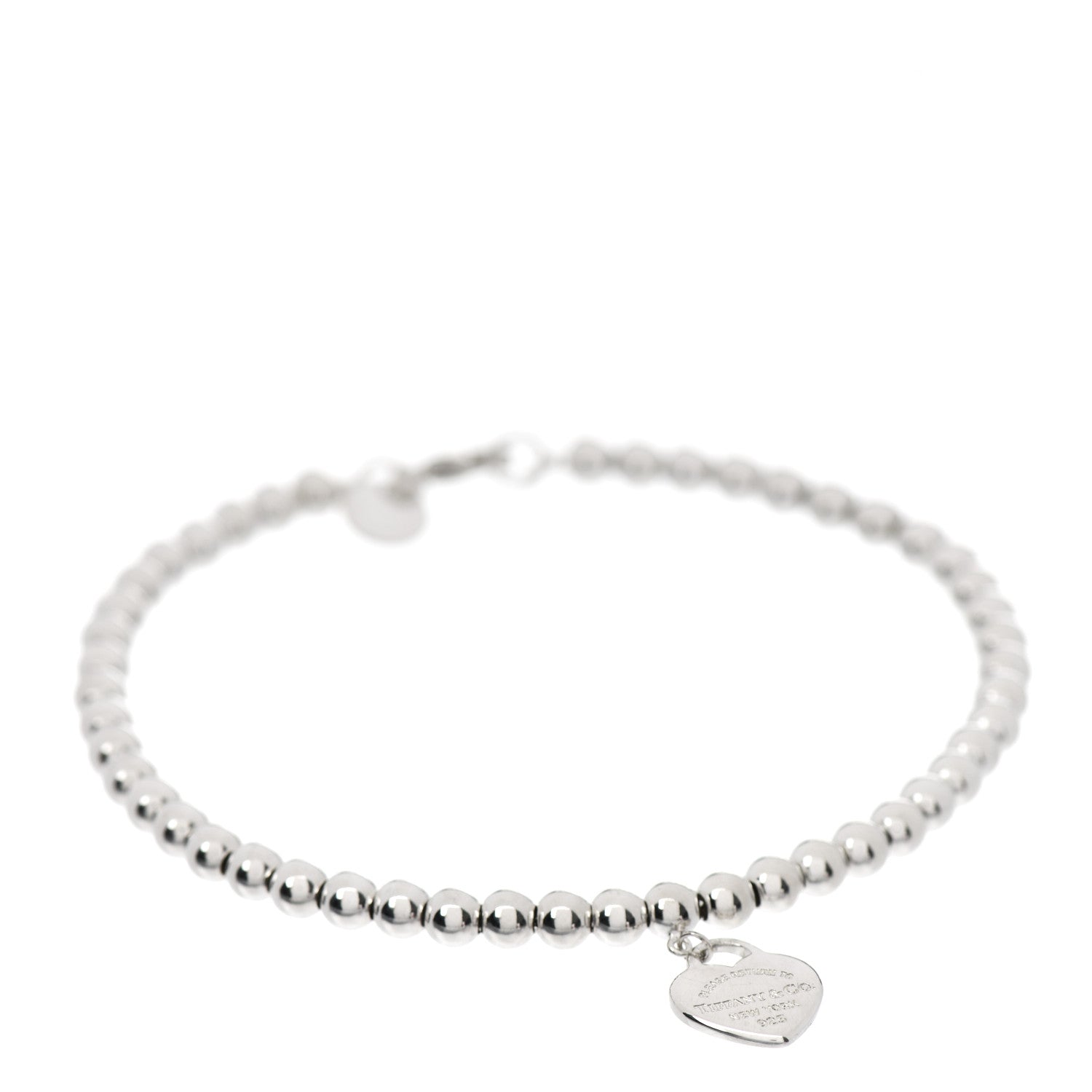 Tiffany Sterling Silver 4mm Return to Tiffany Heart Tag Bead Bracelet 1 of 6