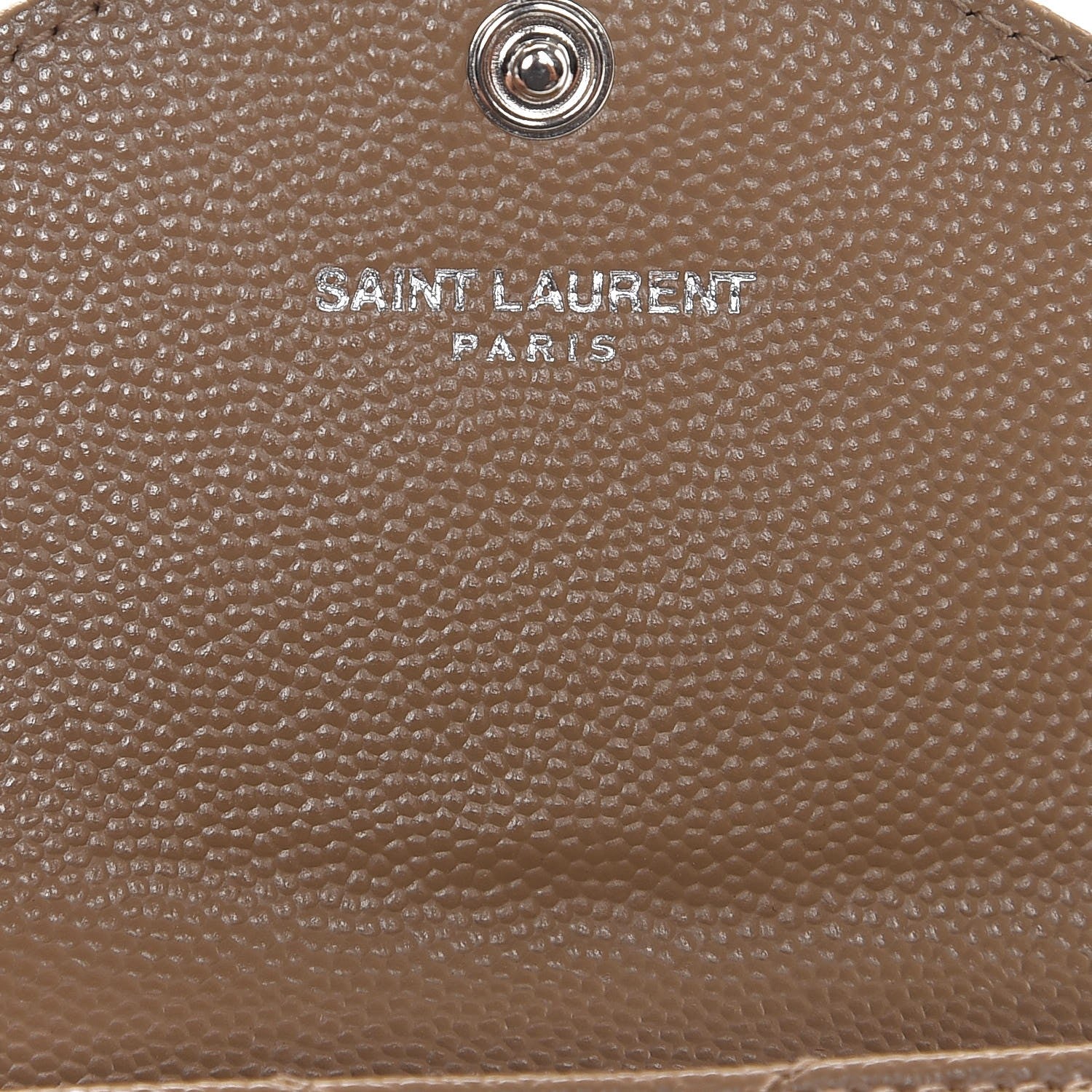 Saint Laurent Grain De Poudre Matelasse Chevron Small Monogram Envelope Wallet Dark Beige 6 of 8