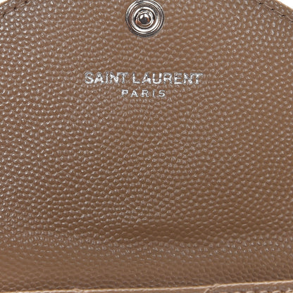 Saint Laurent Grain De Poudre Matelasse Chevron Small Monogram Envelope Wallet Dark Beige 6 of 8
