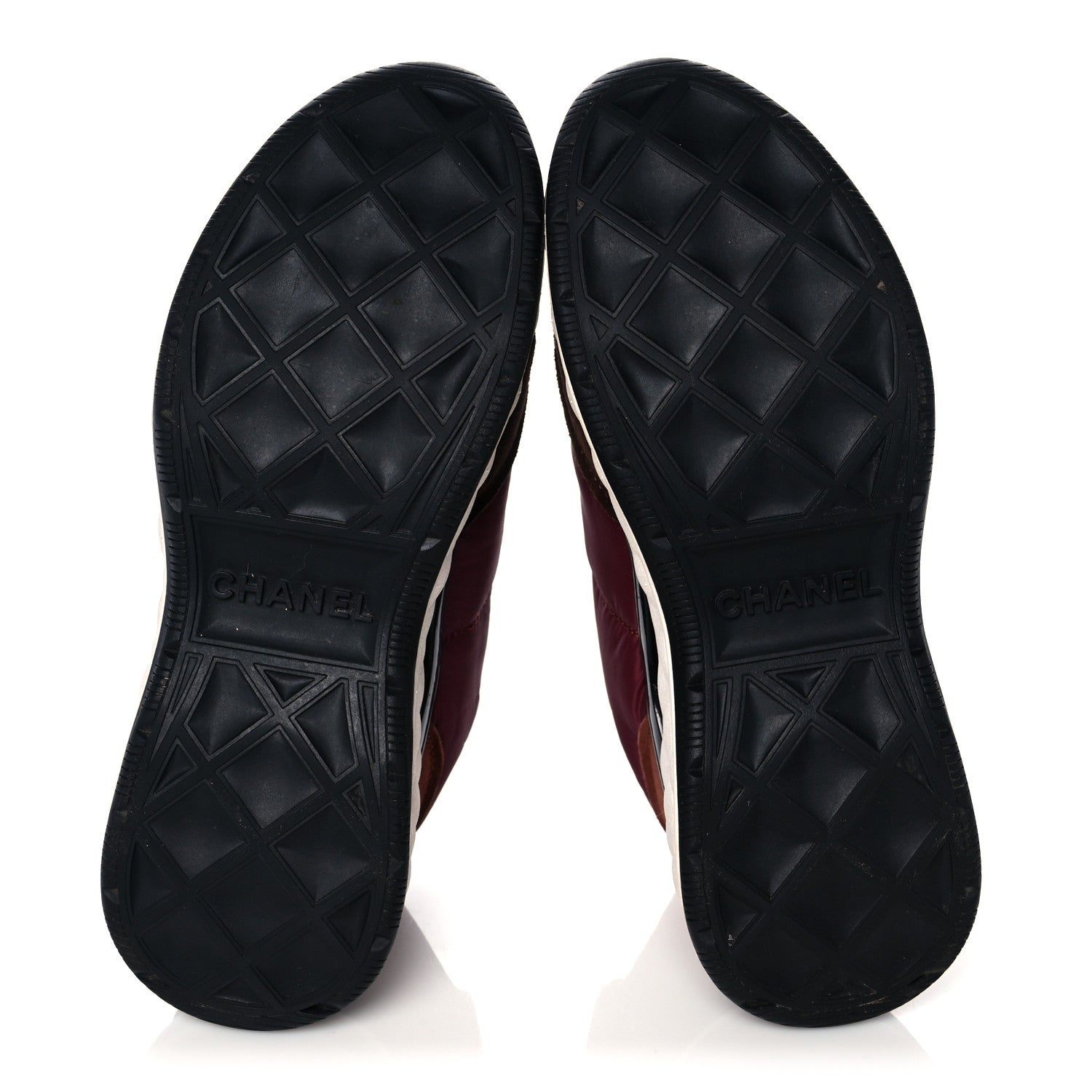 Chanel Nylon Suede Calfskin CC Sneakers 38 Burgundy 5 of 10