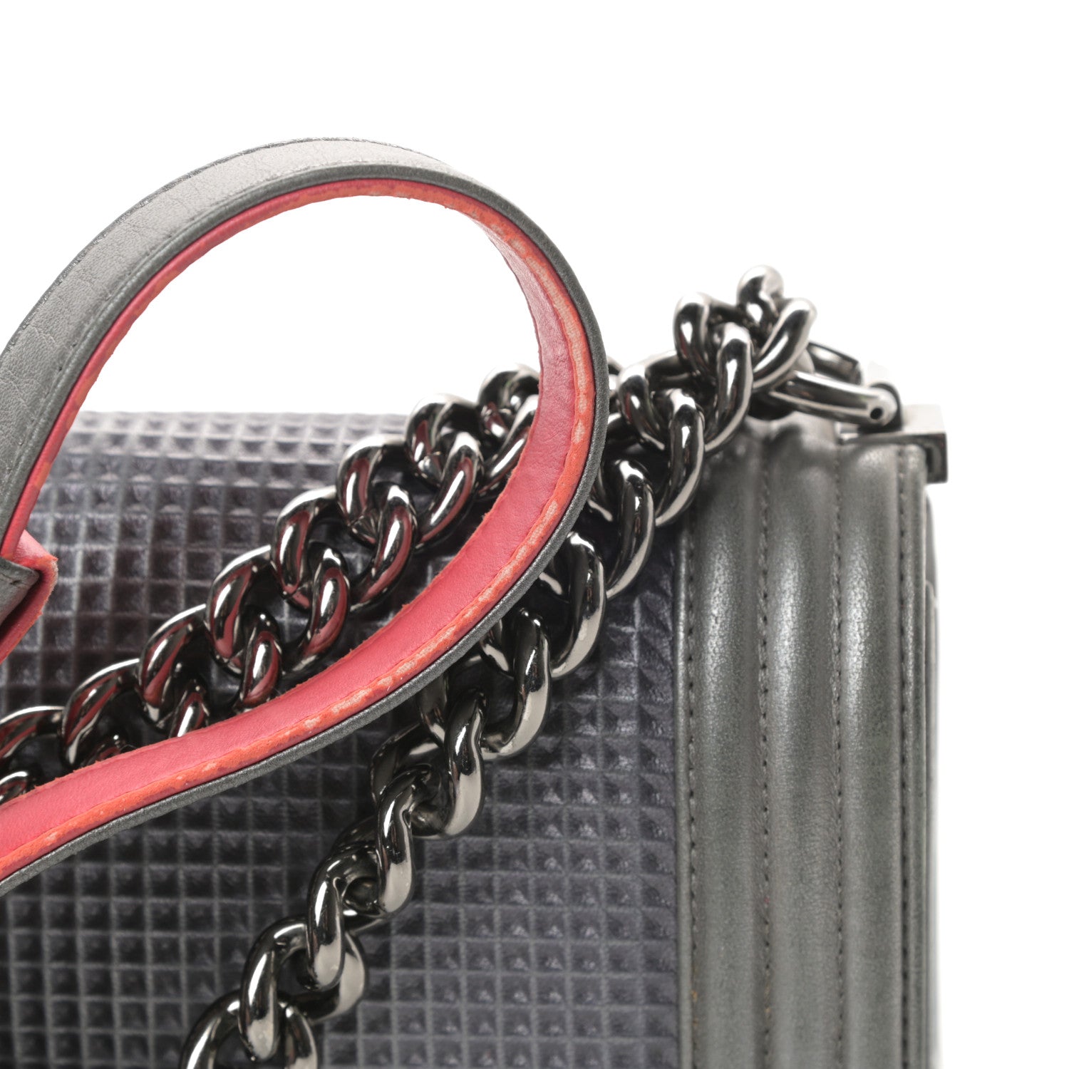 Chanel Lambskin Embossed Medium Boy Cube Flap Grey 19 of 19