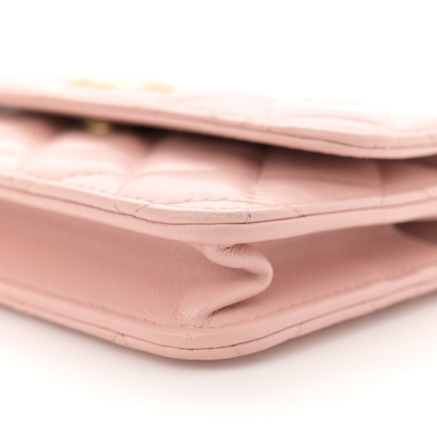 Lambskin Quilted Sweet Camellia Flap Phone Holder With Chain Pink