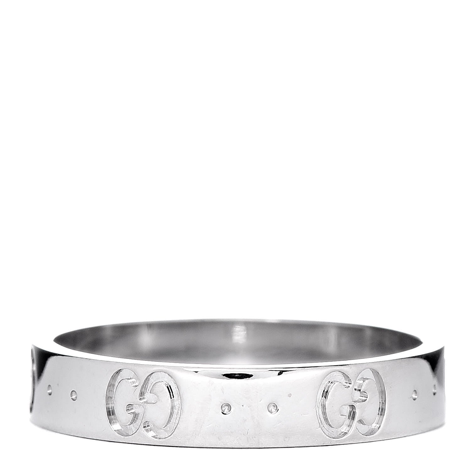 Gucci 18K White Gold 4mm Icon Thin Band Ring 58 8.25 3 of 7