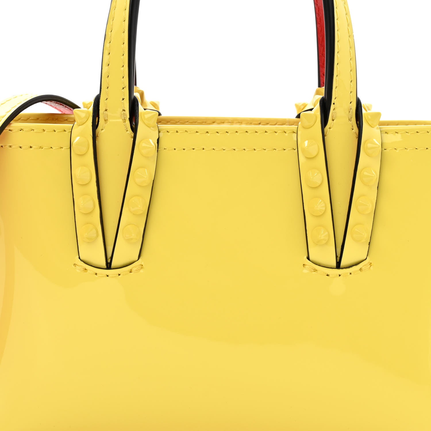 Christian Louboutin Patent Calfskin Spikes Mini East West Cabata Tote Yellow 7 of 11