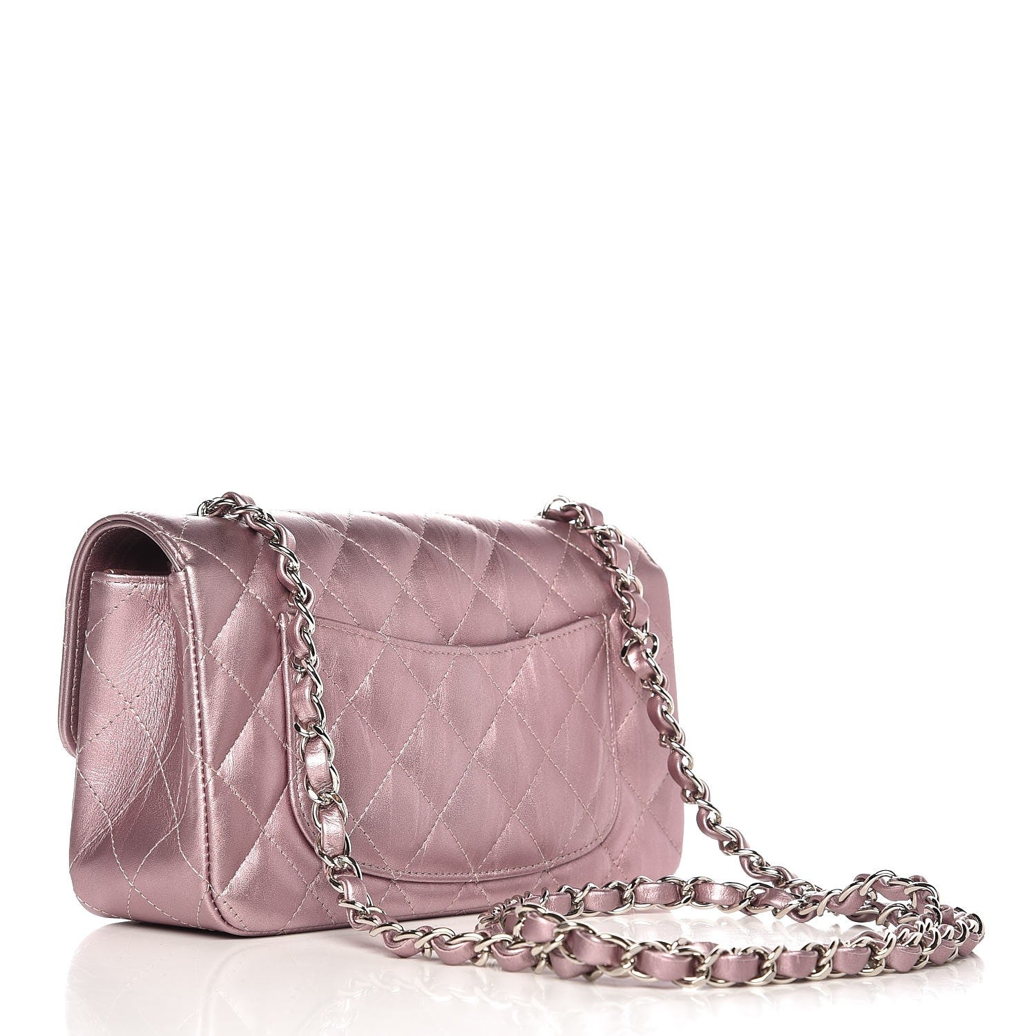 Chanel Metallic Calfskin Quilted Mini Rectangular Flap Pink 3 of 8
