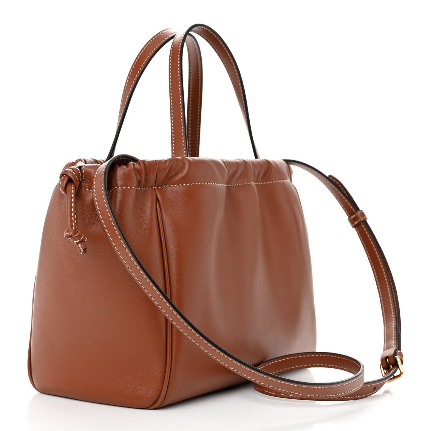Smooth Calfskin Cuir Small Triomphe Cabas Drawstring Tan