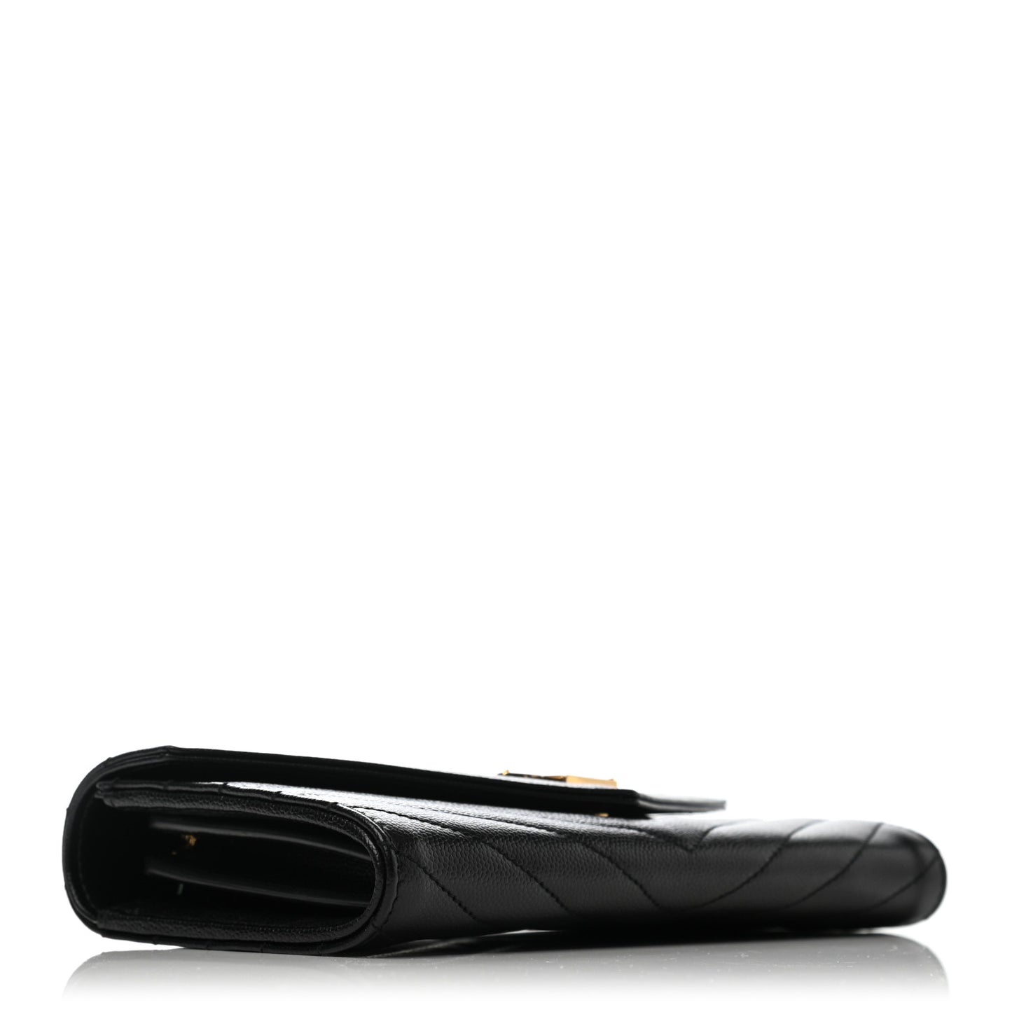 Grain De Poudre Matelasse Chevron Monogram Flap Wallet Black