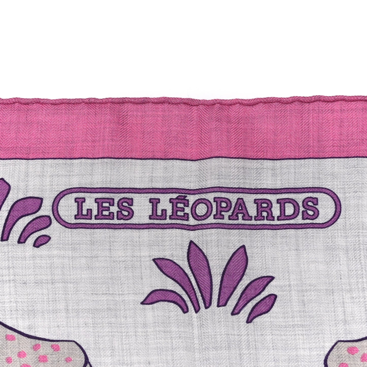 Cashmere Silk Les Leopards Shawl 140 Gris Chine Rose Or